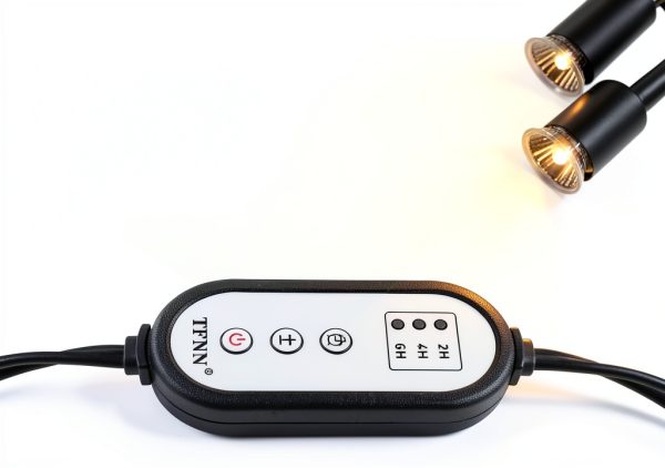 Reptile Heat Lamp, Double-Head Heat Lamp with Clamp, UVA UVB Reptile Light with Intelligent Cycle Timer for Turtle, Bearded Dragon, Lizard and More, 2 Bulbs 25W+50W-4